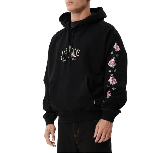 AFENDS Smell The Roses Recycled Boxy Mens Hoodie - Black