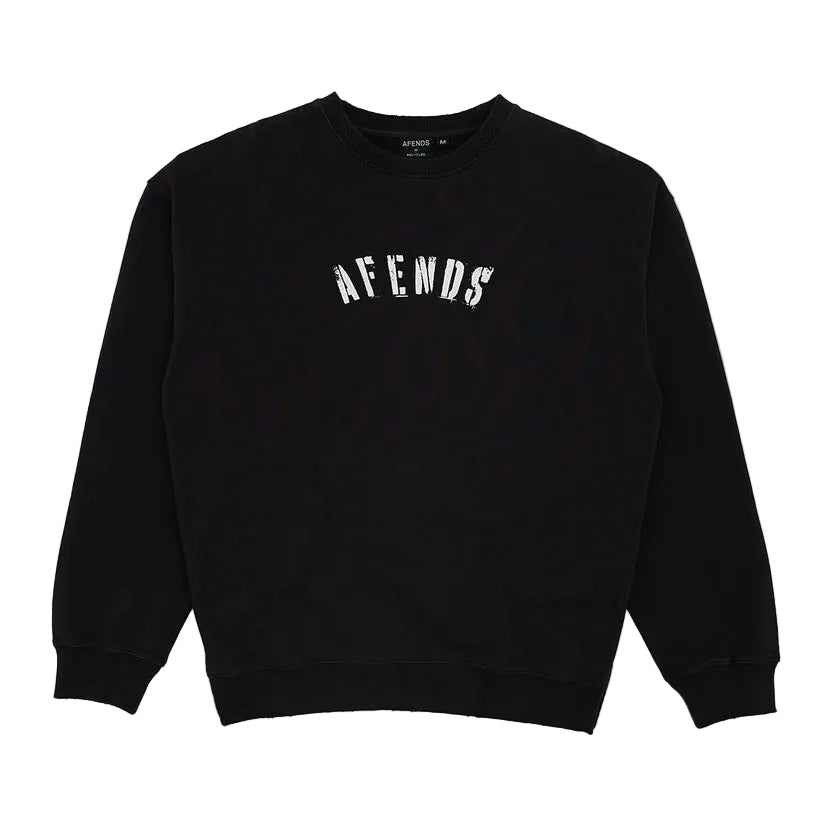 AFENDS Contingent Recycled Mens Crew - Stone Black