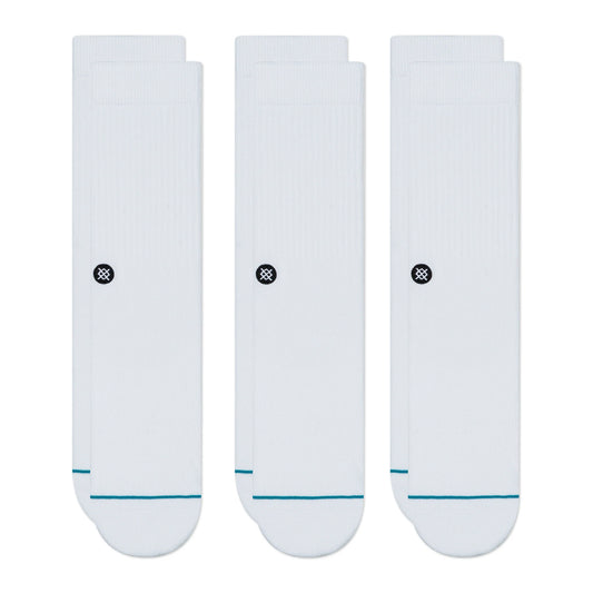 STANCE Icon 3pk Crew Socks - White
