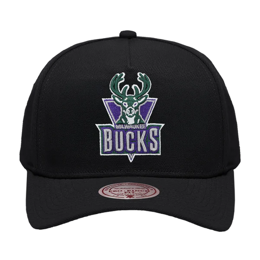 MITCHELL & NESS Milwaukee Bucks Pro Pinch Front Snapback Cap - Black/Team