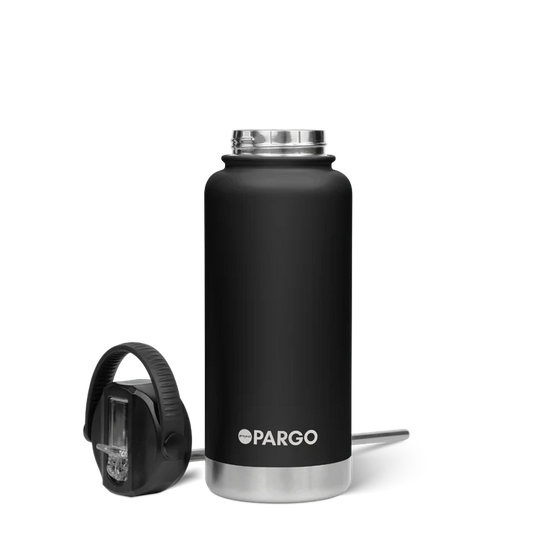 PARGO 950ml Insulated Sports Drink Bottle w/ Straw Lid - Midnight Black