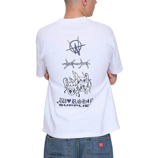 WORSHIP Scratch Mens Tee - White
