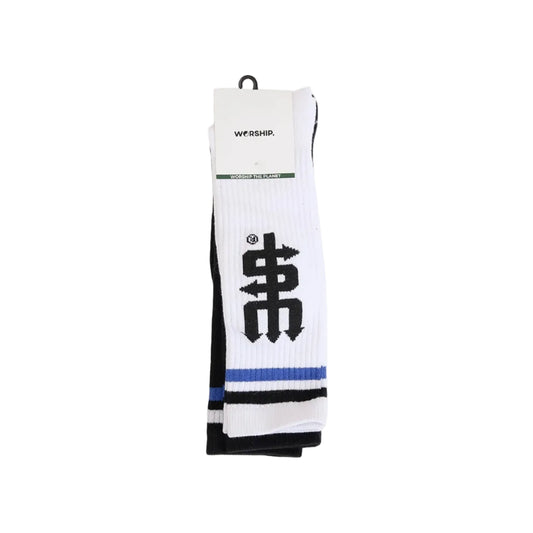WORSHIP Fever 2PK Long Socks - White/Black