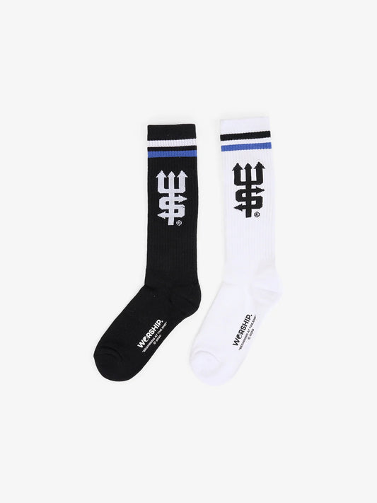 WORSHIP Fever 2PK Long Socks - White/Black