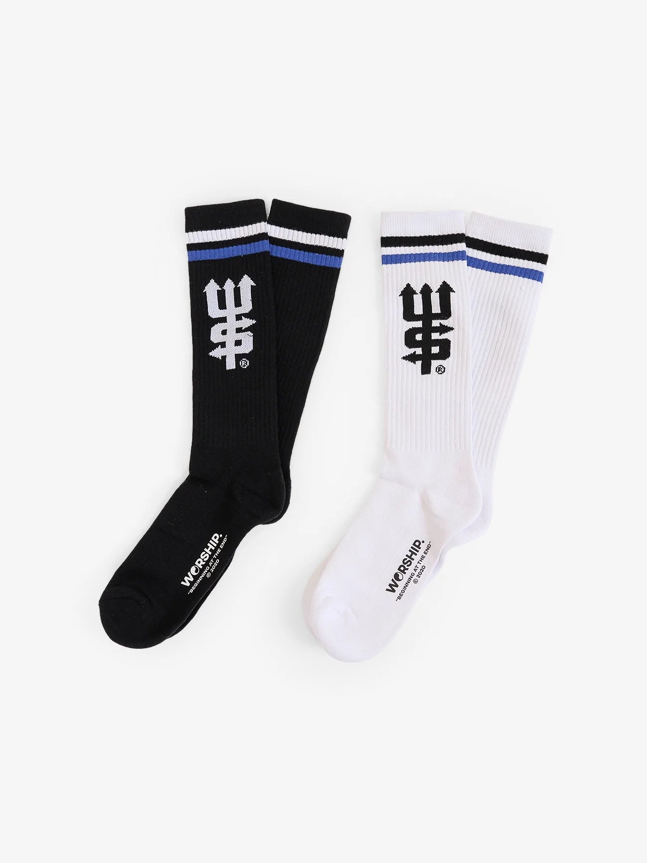 WORSHIP Fever 2PK Long Socks - White/Black