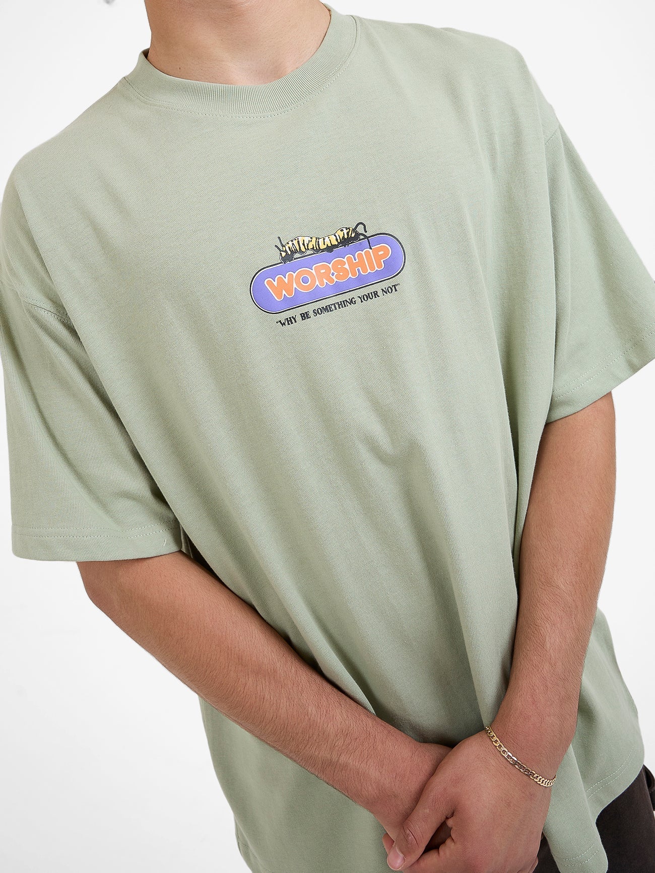 WORSHIP Chrysalis Oversized Mens Tee - Swamp Green
