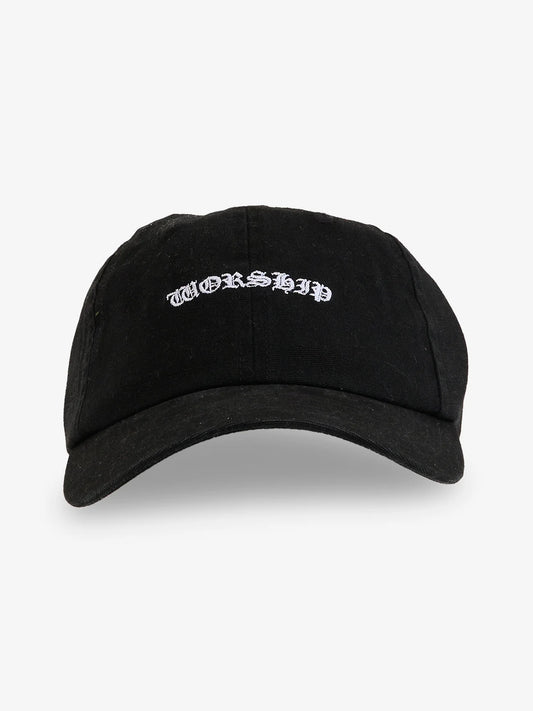 WORSHIP Liquid Canvas 6 Panel Strapback Cap - Black