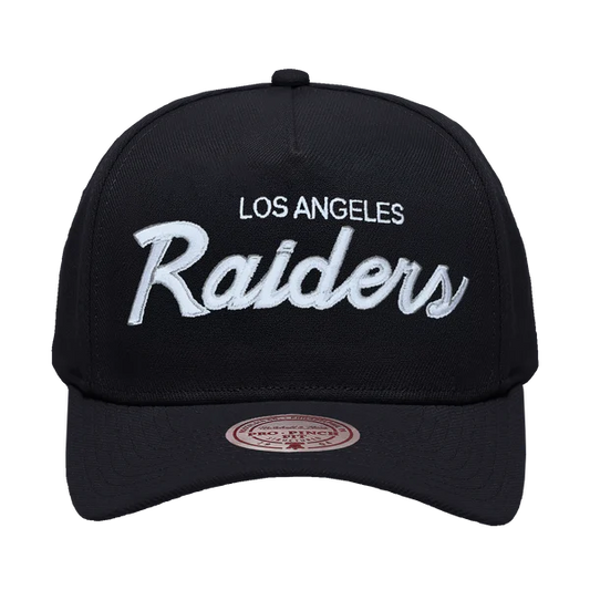 MITCHELL & NESS Los Angeles Raiders Team Script Pro Pinch Front Snapback Cap - Black/Team