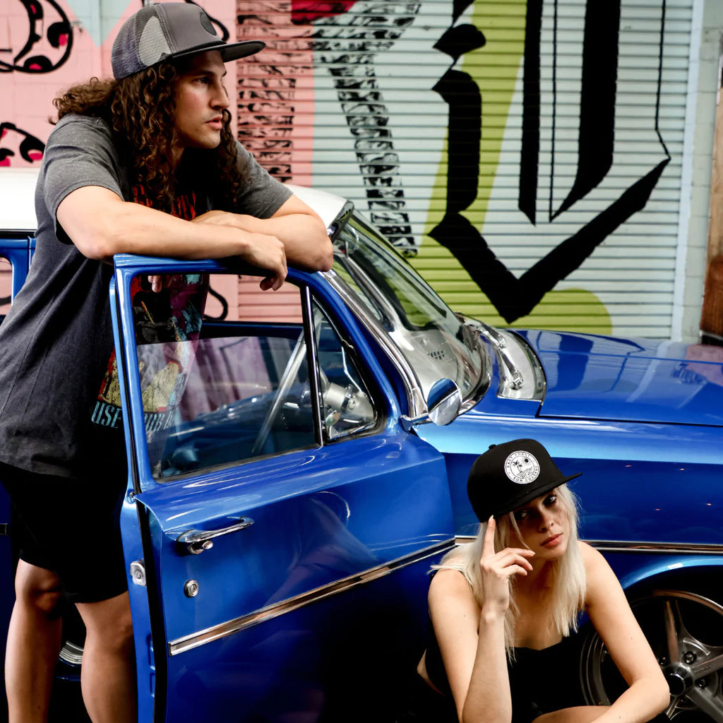 SIN Rubber Badge Snapback Trucker Cap - Grey