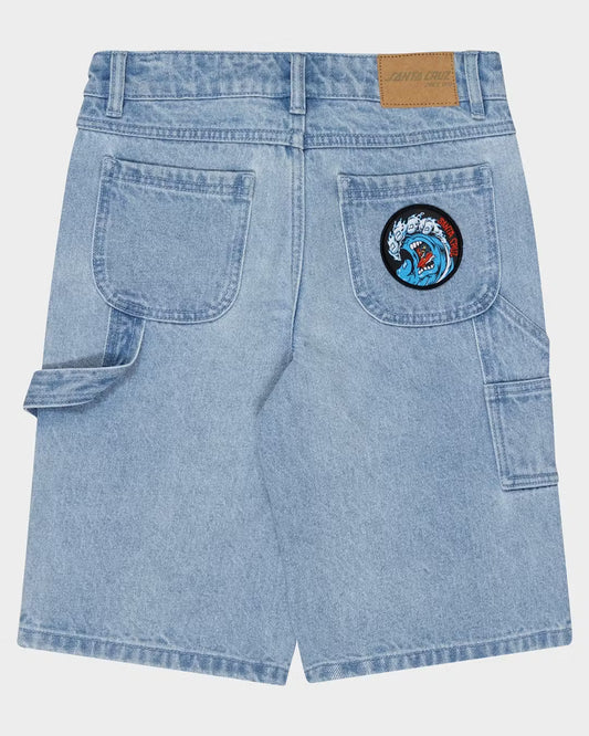 SANTA CRUZ Screaming Wave Patch Youth Carpenter Short - Light Indigo