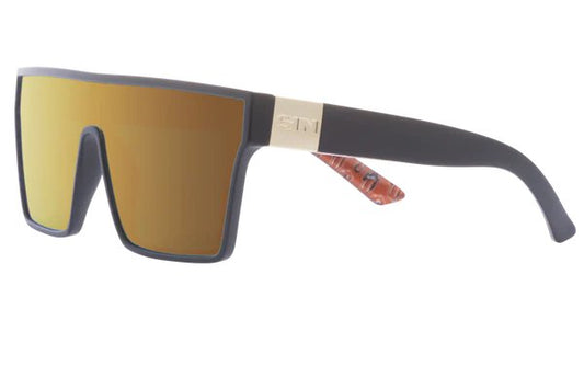 SIN Loose Cannon Polarised Sunglasses - Matt Black/All Mouth Print/Gold Flash - VENUE.