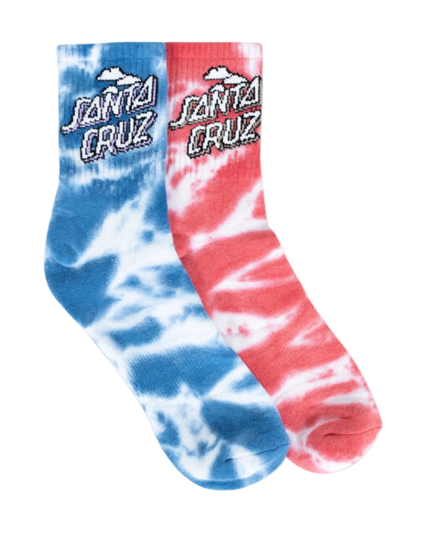 SANTA CRUZ Cliff View Stack Womens 2pk Socks - Blue Tie Dye