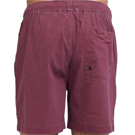 SILENT THEORY Dos Mens Elastic Waist Shorts - Burgundy