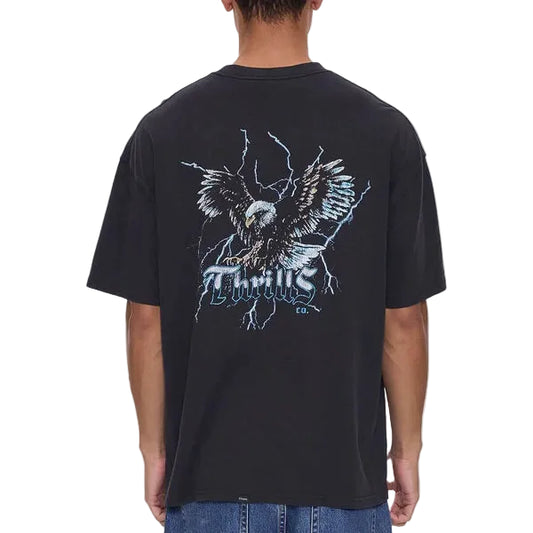 THRILLS Run For The Hills Box Fit Oversize Mens Tee - Washed Black