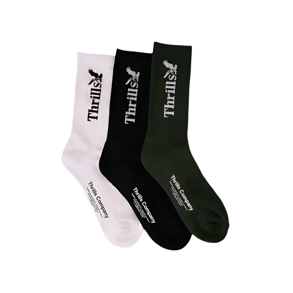 THRILLS Workwear 3pk Socks - White/Black/Grape Leaf