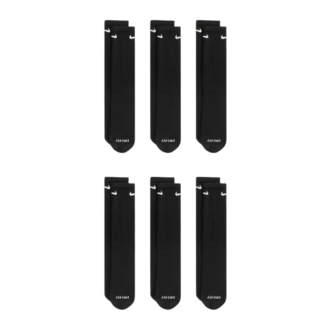 NIKE Everyday Plus Cushioned Training Crew 6pk Socks - Black/White