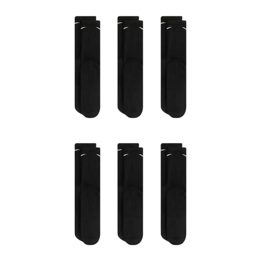 NIKE Everyday Plus Cushioned Training Crew 6pk Socks - Black/White