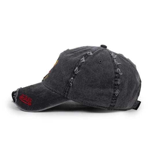 VON DUTCH Flying Eyeball Crossed Bones Strapback Dad Cap - Black