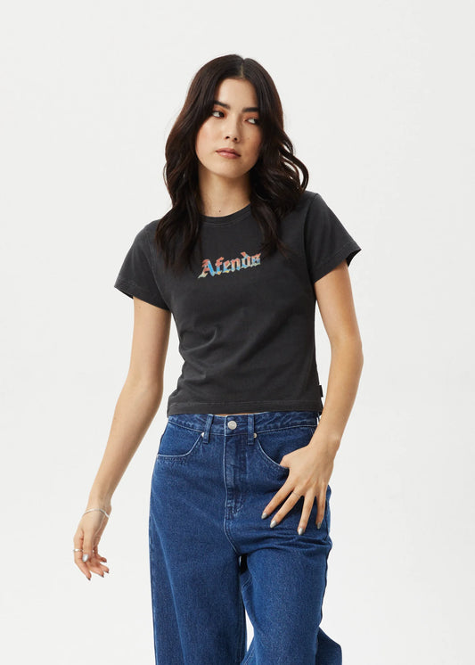 AFENDS Nirvana Womens Baby Tee - Stone Black