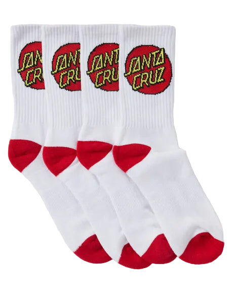 SANTA CRUZ Classic Dot Mens 4pk Socks - White