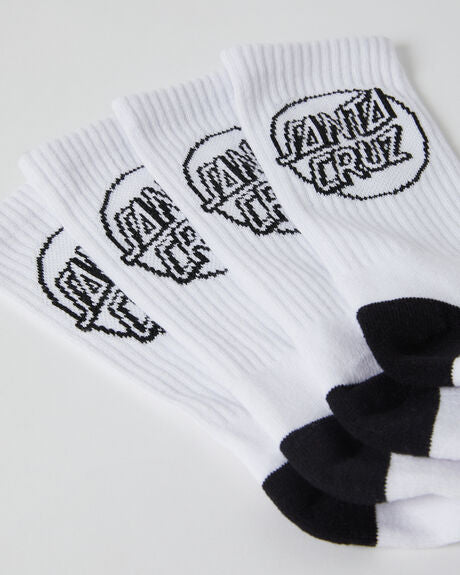 SANTA CRUZ Opus Dot Mens 4pk Socks - White