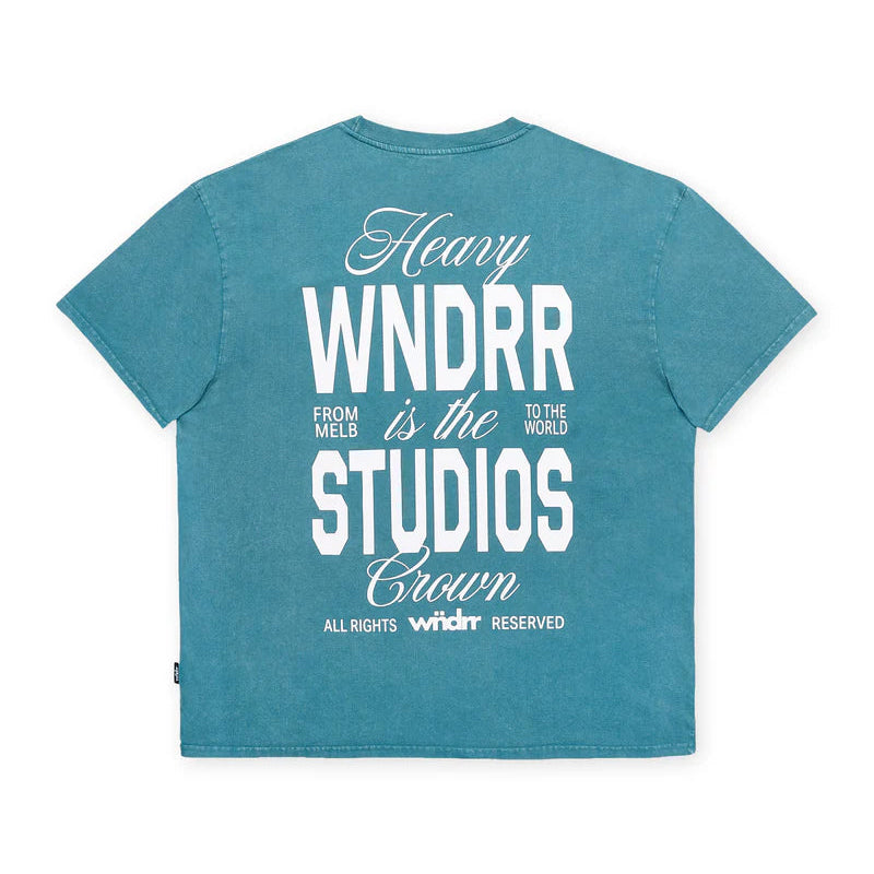 WNDRR Highborn Box Fit Mens Tee - Washed Blue