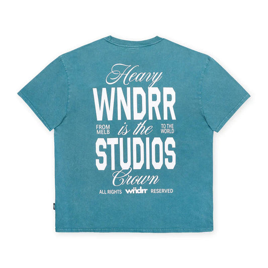 WNDRR Highborn Box Fit Mens Tee - Washed Blue