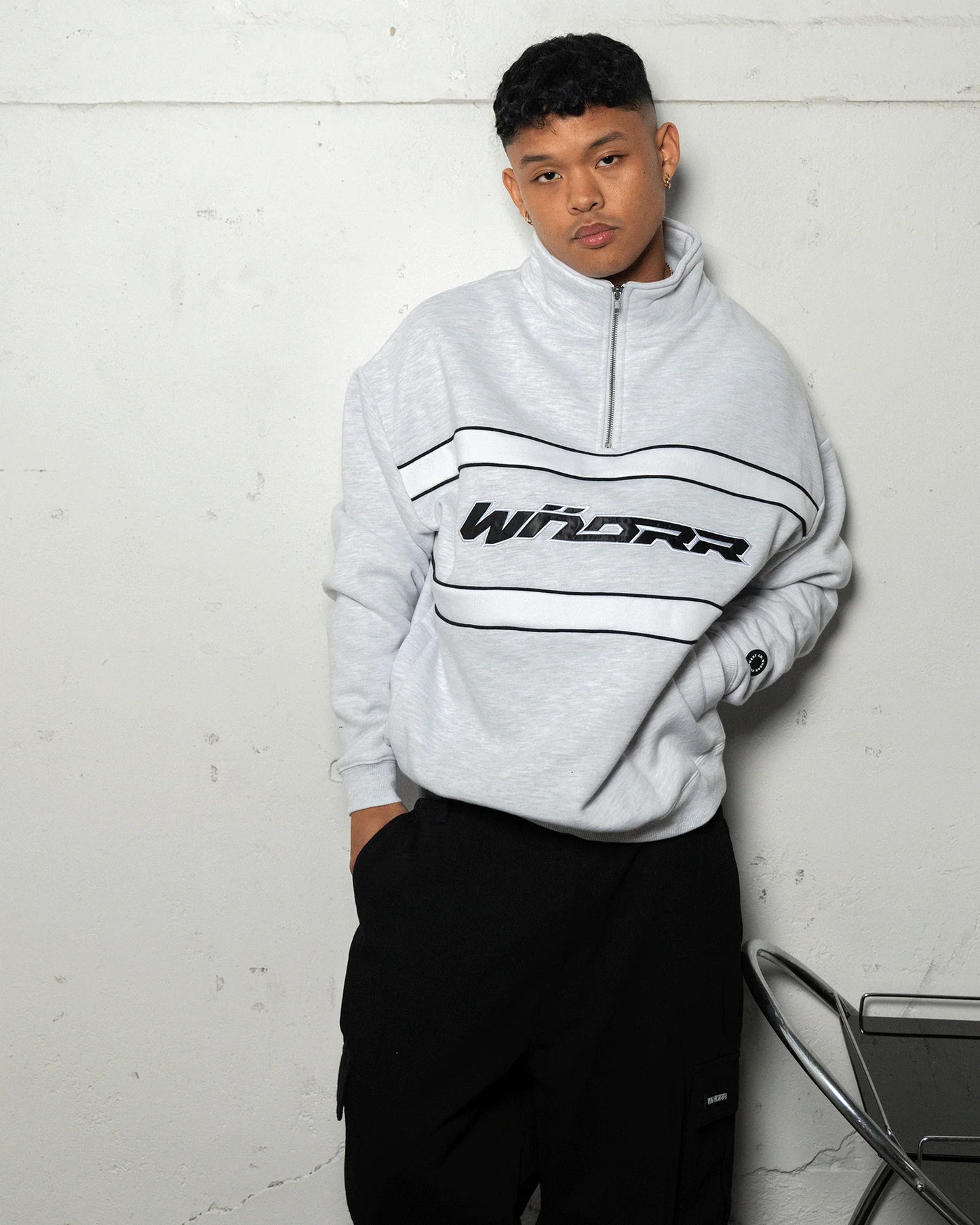 WNDRR Companion 1/4 Zip Mens Crew - White Marle