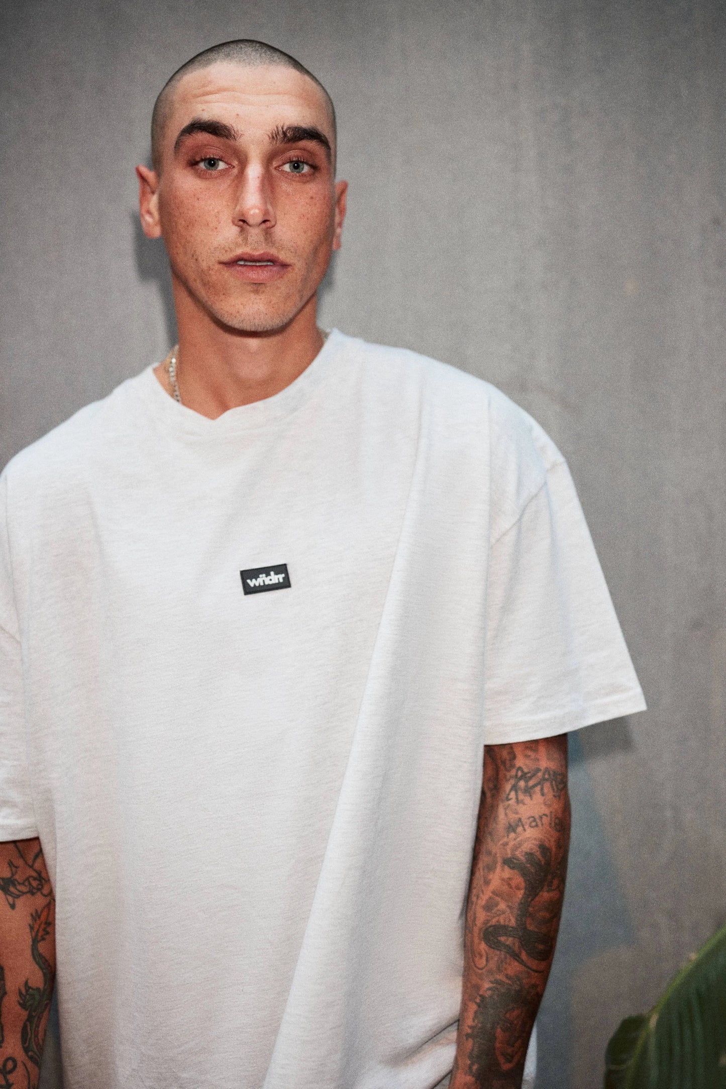 WNDRR Hoxton Vintage Fit Mens Tee - White Marle