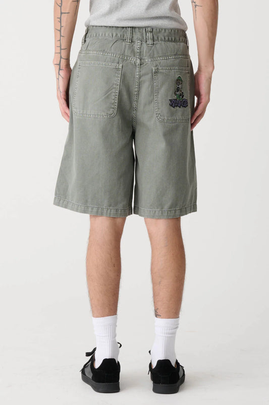 XLARGE Peace Man Bull Denim Mens Short - Olive Grey