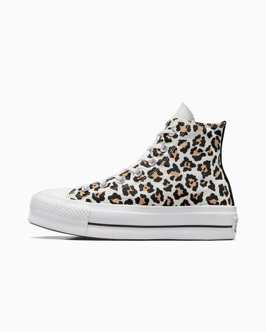 CONVERSE Chuck Taylor All Star Lift Leopard Love Womens Hi Shoe - White/Black/Epic Dune