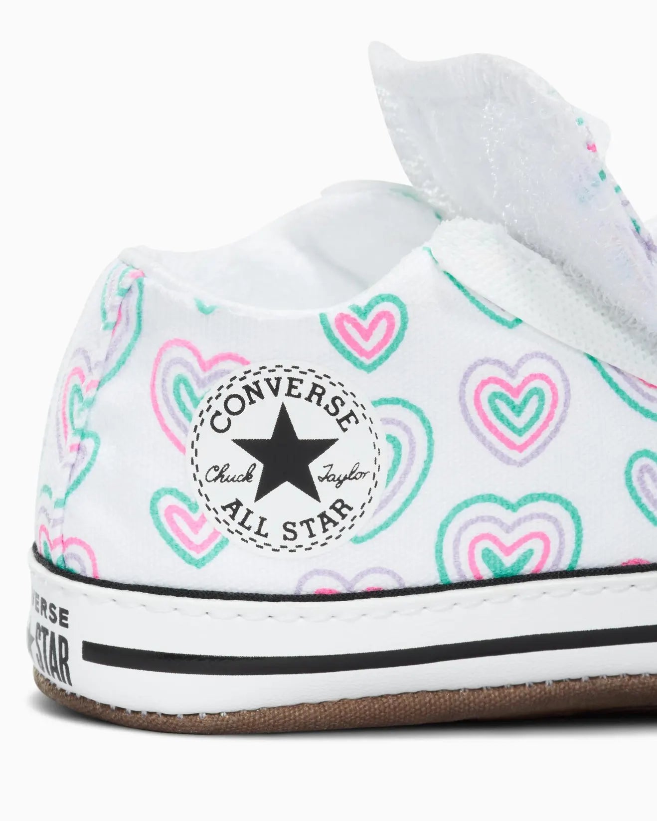 CONVERSE Chuck Taylor All Star Hearts Cribster Baby Mid Shoe - White/Cosmic Purple/Cyber Teal