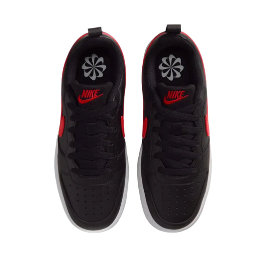 NIKE Court Borough Recraft Older Youth Low Shoe - Black/White/University Red