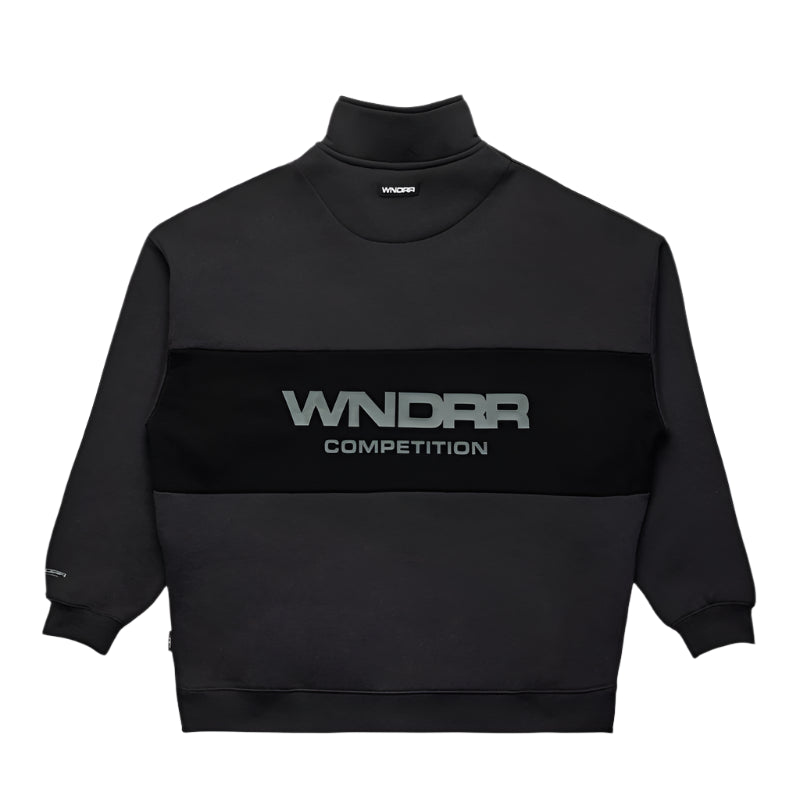 WNDRR Frequency Panel Quarter Zip Mens Crew - Faded Black