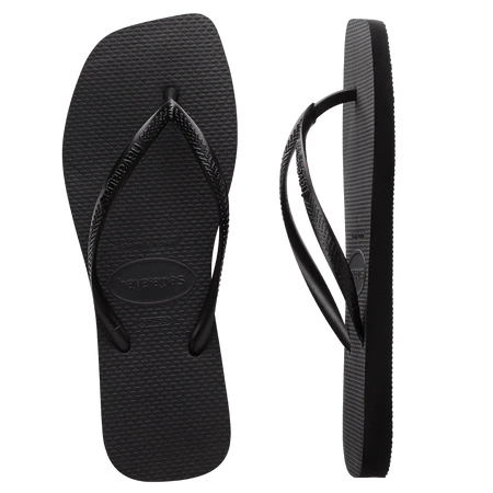 HAVAIANAS Slim Square Solid Black Thong - Black
