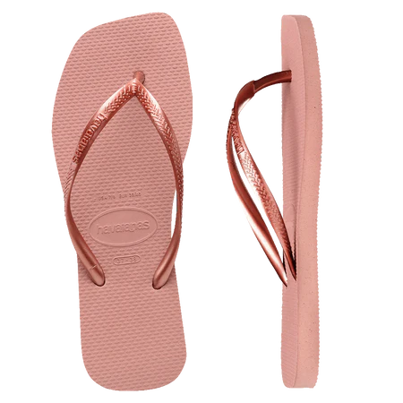 HAVAIANAS Slim Square Solid Crocus Rose Thong - Rose