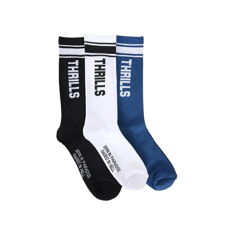 THRILLS Hard Knocks 3pk Socks - Black/White/Federal Blue