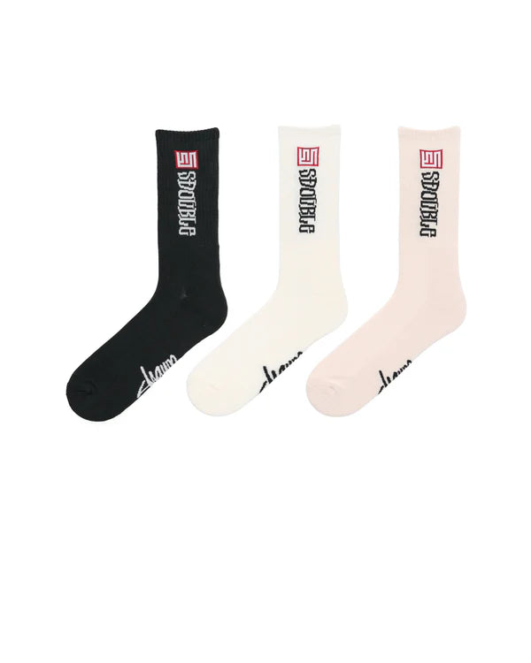 SDOUBLE S Cube Mid Block 3pk Mens Socks - Assorted