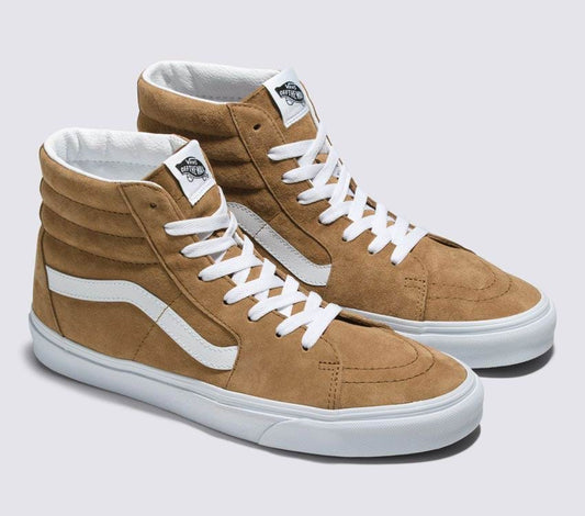 VANS Sk8-Hi Pig Suede Shoe - Tobacco Brown - VENUE.
