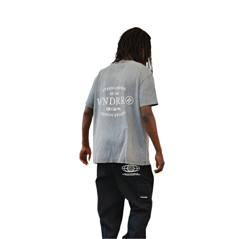 WNDRR Sheriff Box Fit Mens Tee - Washed Grey