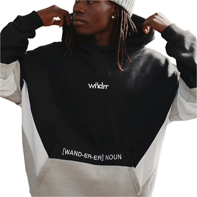 WNDRR Junction Panel Mens Hoodie - Black