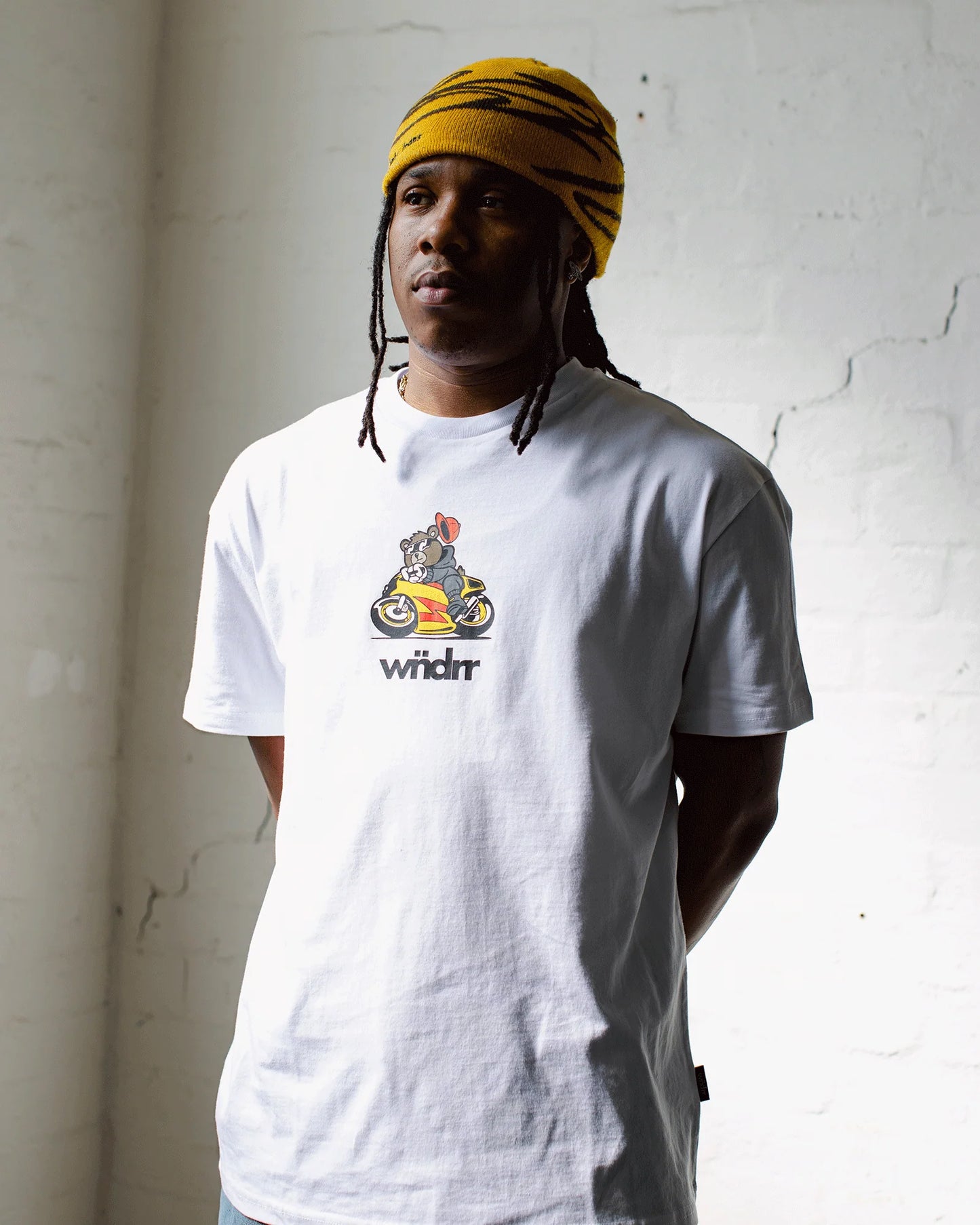 WNDRR Biker Box Fit Mens Tee - White