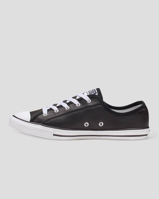 CONVERSE Chuck Taylor All Star Womens Leather Dainty Shoe - Black/White/White - VENUE.