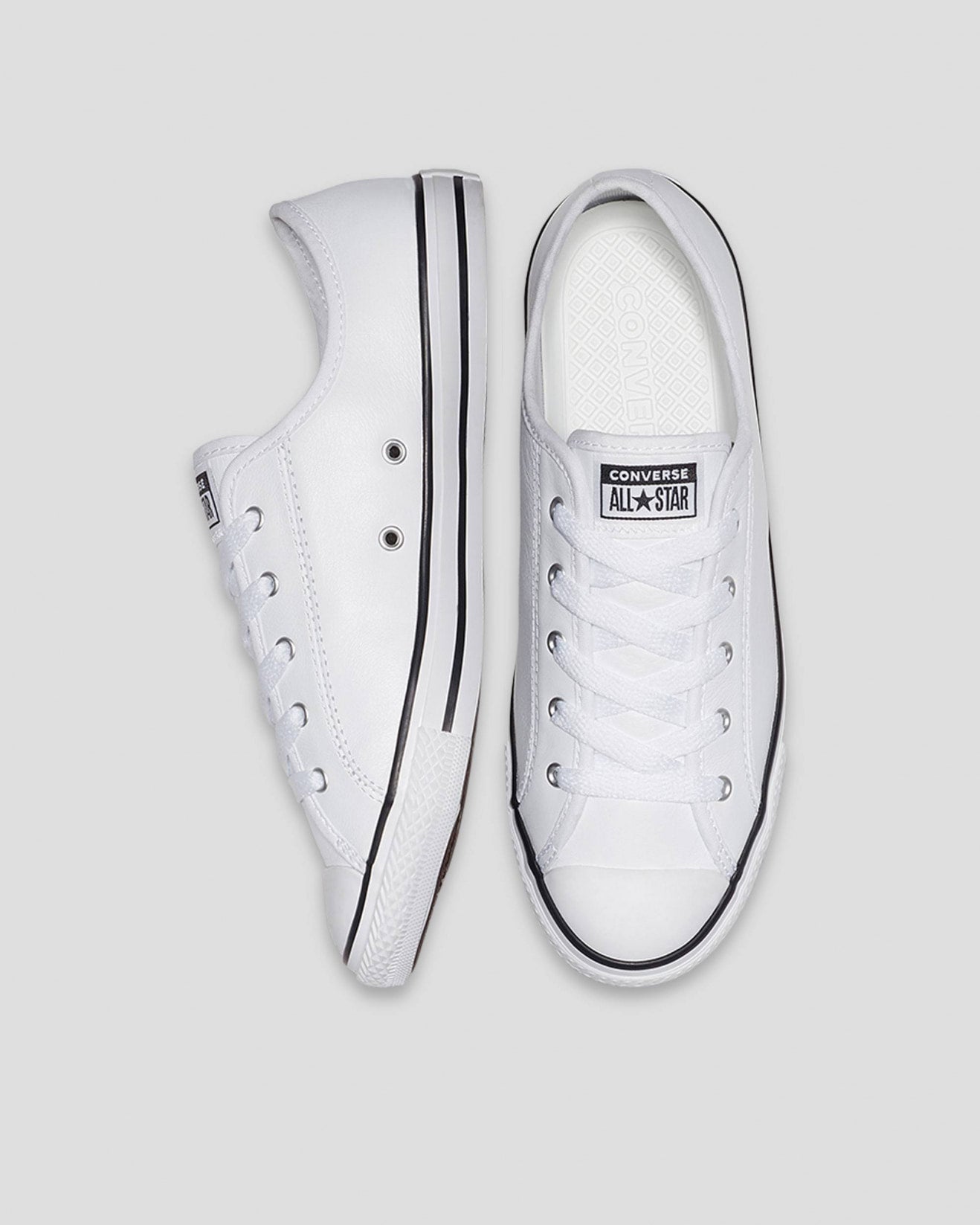 CONVERSE Chuck Taylor All Star Womens Leather Dainty Shoe - White - VENUE.