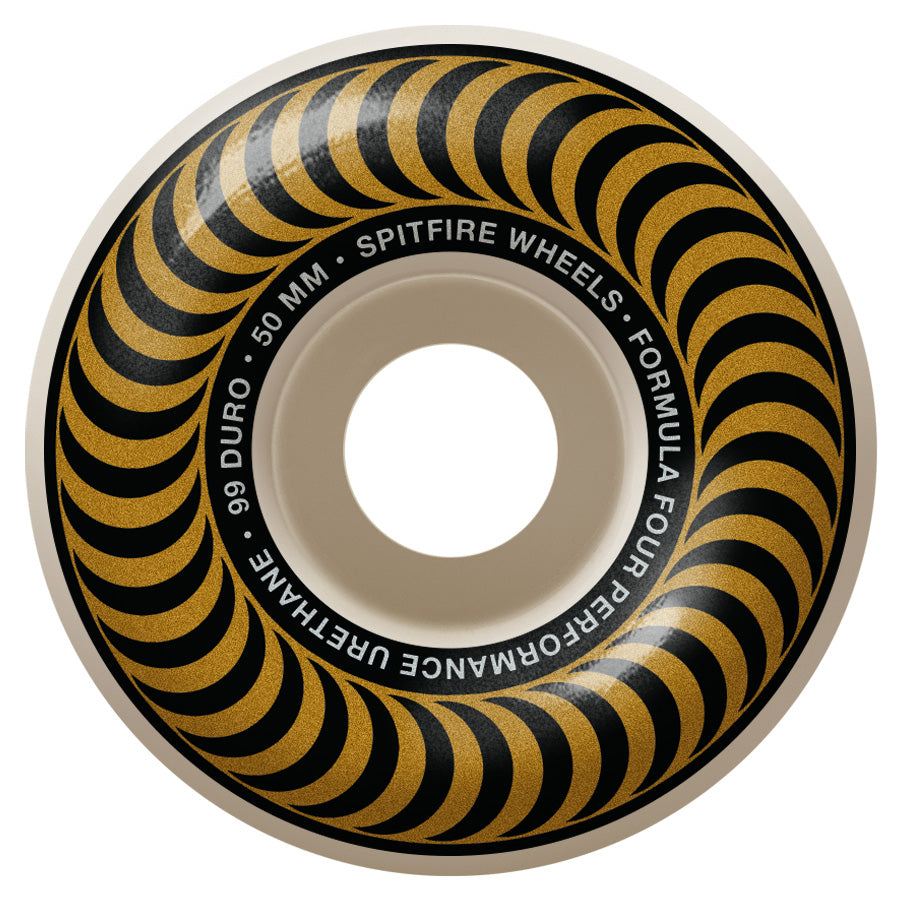 SPITFIRE 99 Formula Four Classic 50mm Skateboard Wheels - Gold Swirl