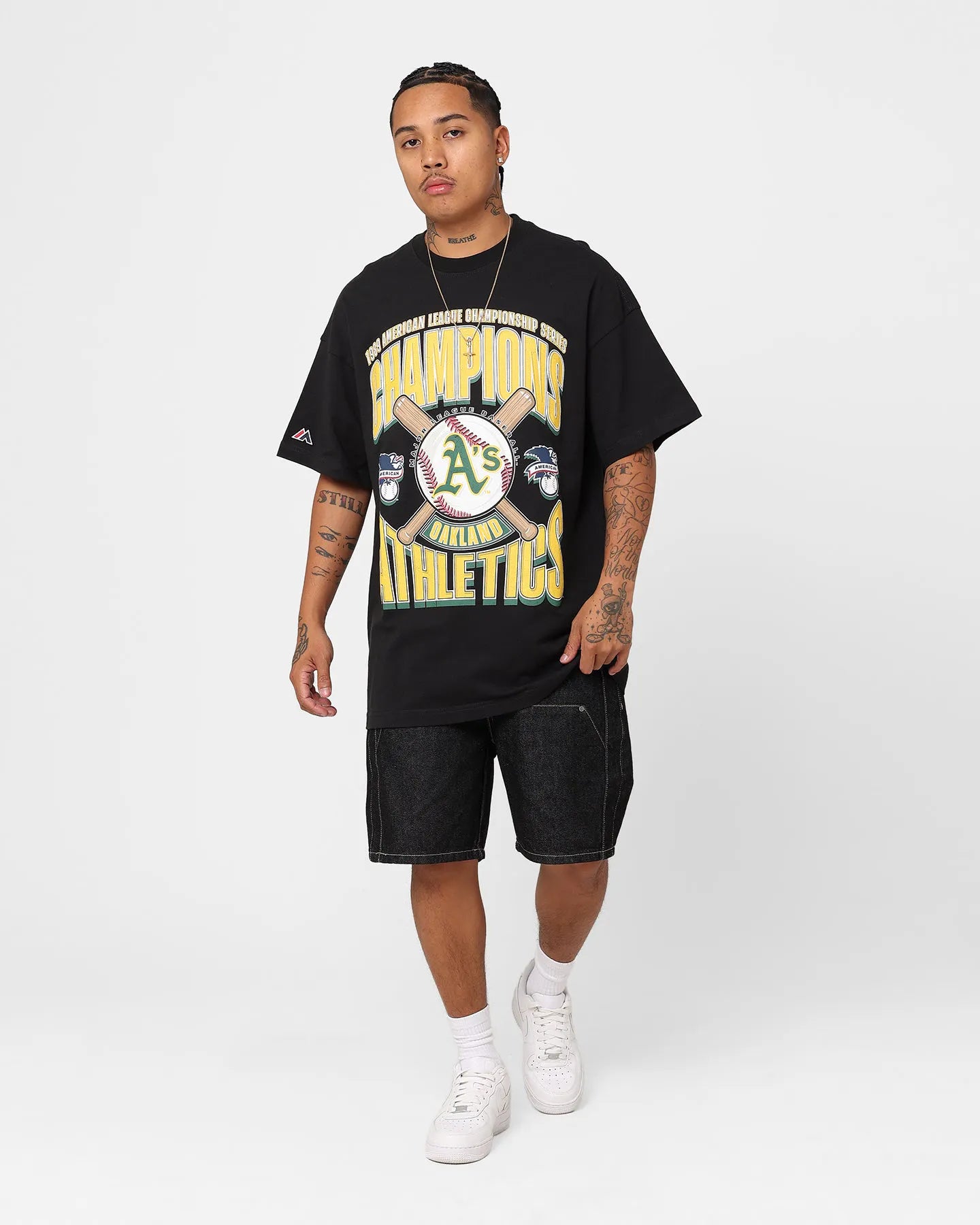 MAJESTIC ATHLETIC Oakland Athletics Champs Mens Tee - Faded Black
