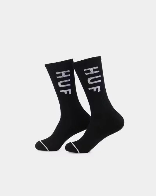 HUF Essentials OG Logo 1pk Crew Socks - Black