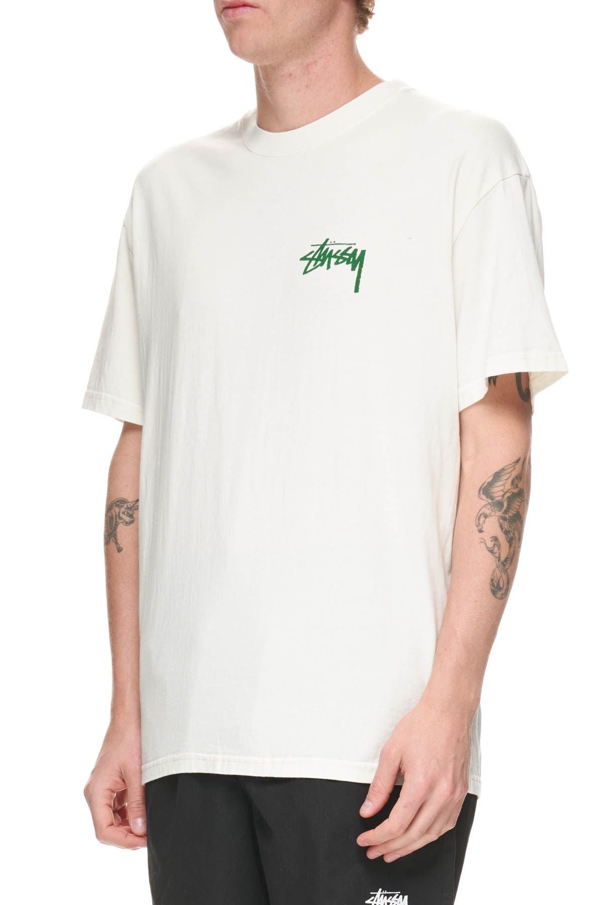 STUSSY Ist Lion 50-50 SS Mens Tee - Pigment Washed White