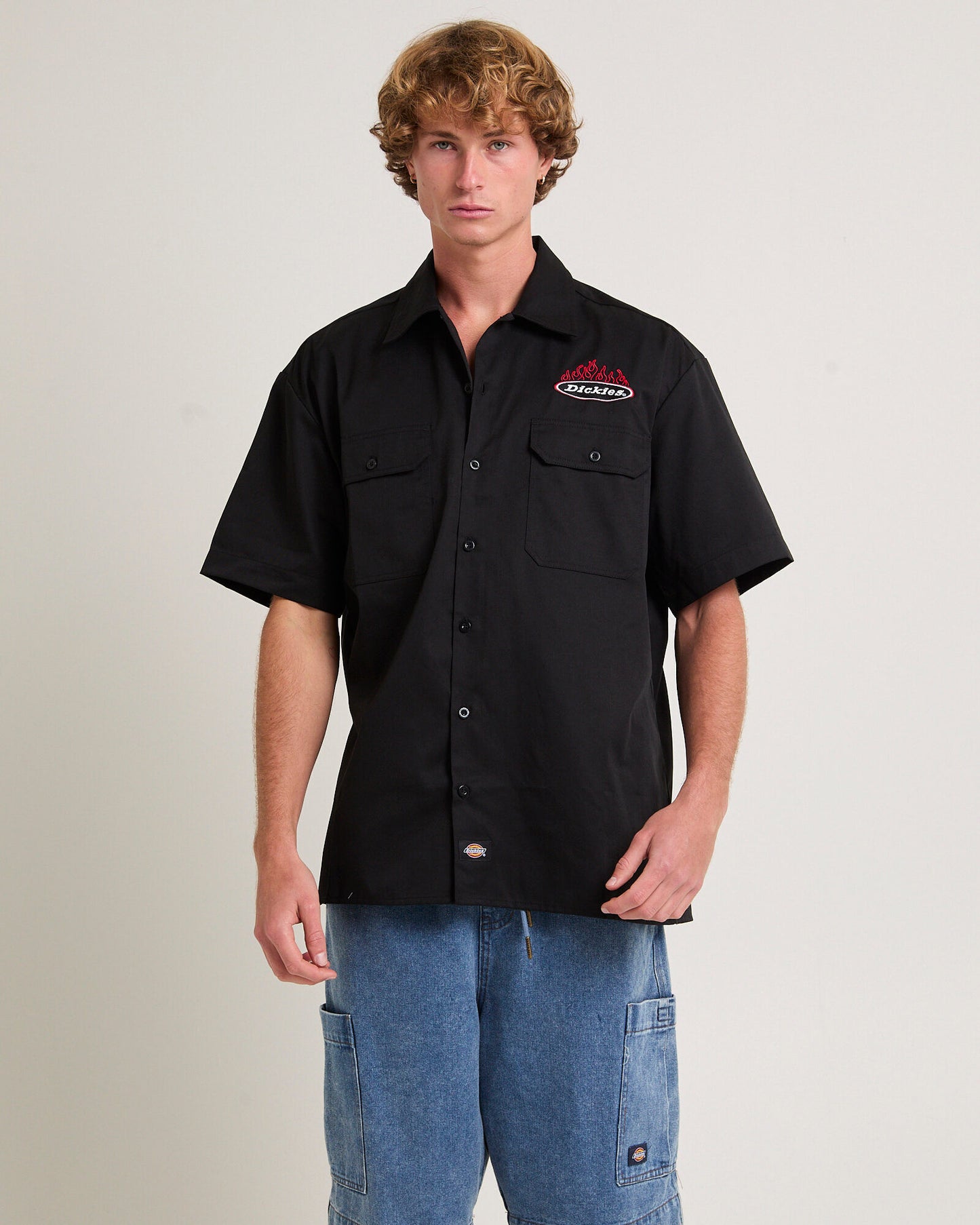 DICKIES 1574 Fire Boy Mens Short Sleeve Shirt - Black