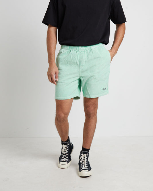 STUSSY Wide Wale Cord Mens Beach Short - Pigment Washed Green